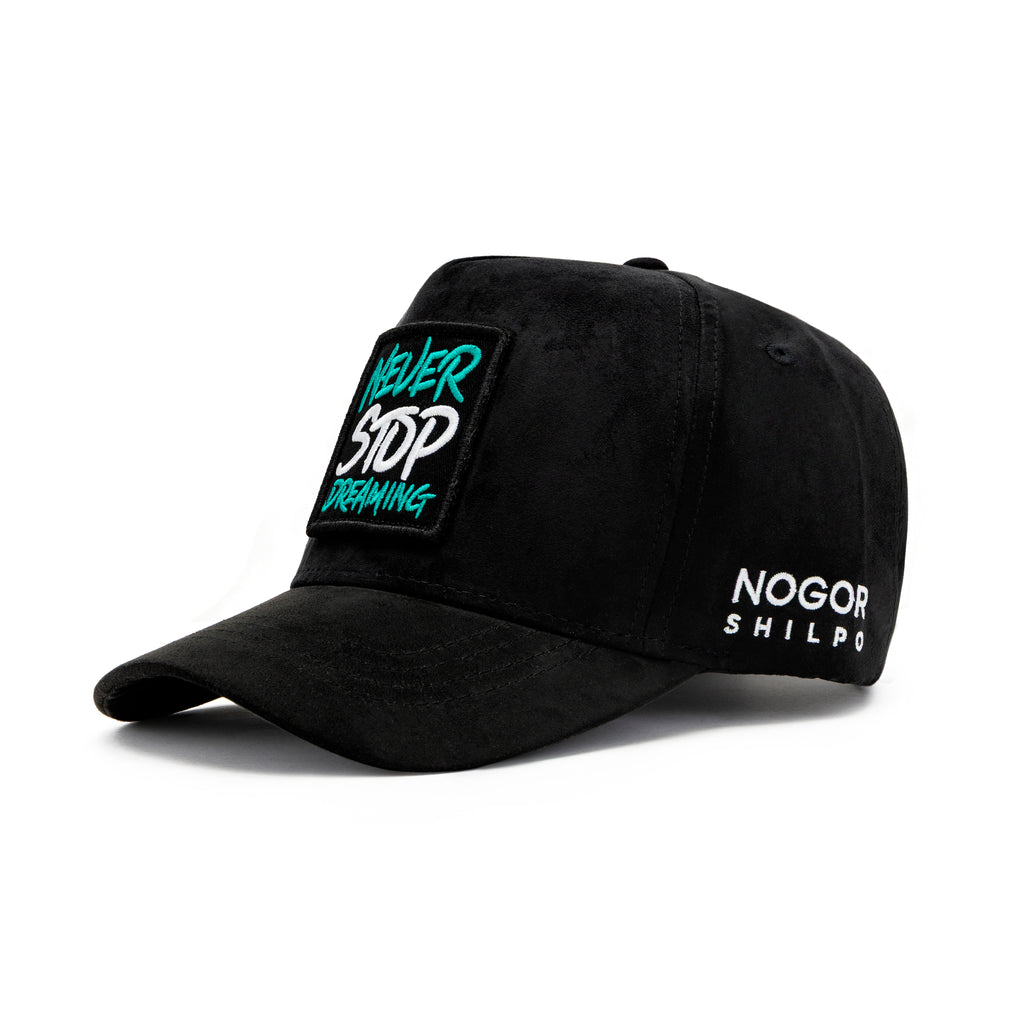 Never Stop Dreaming Black Suede Cap