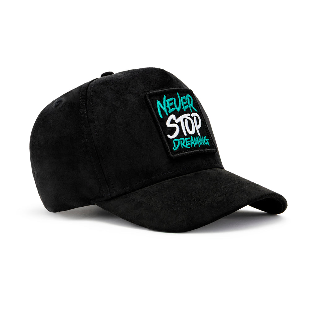 Never Stop Dreaming Black Suede Cap