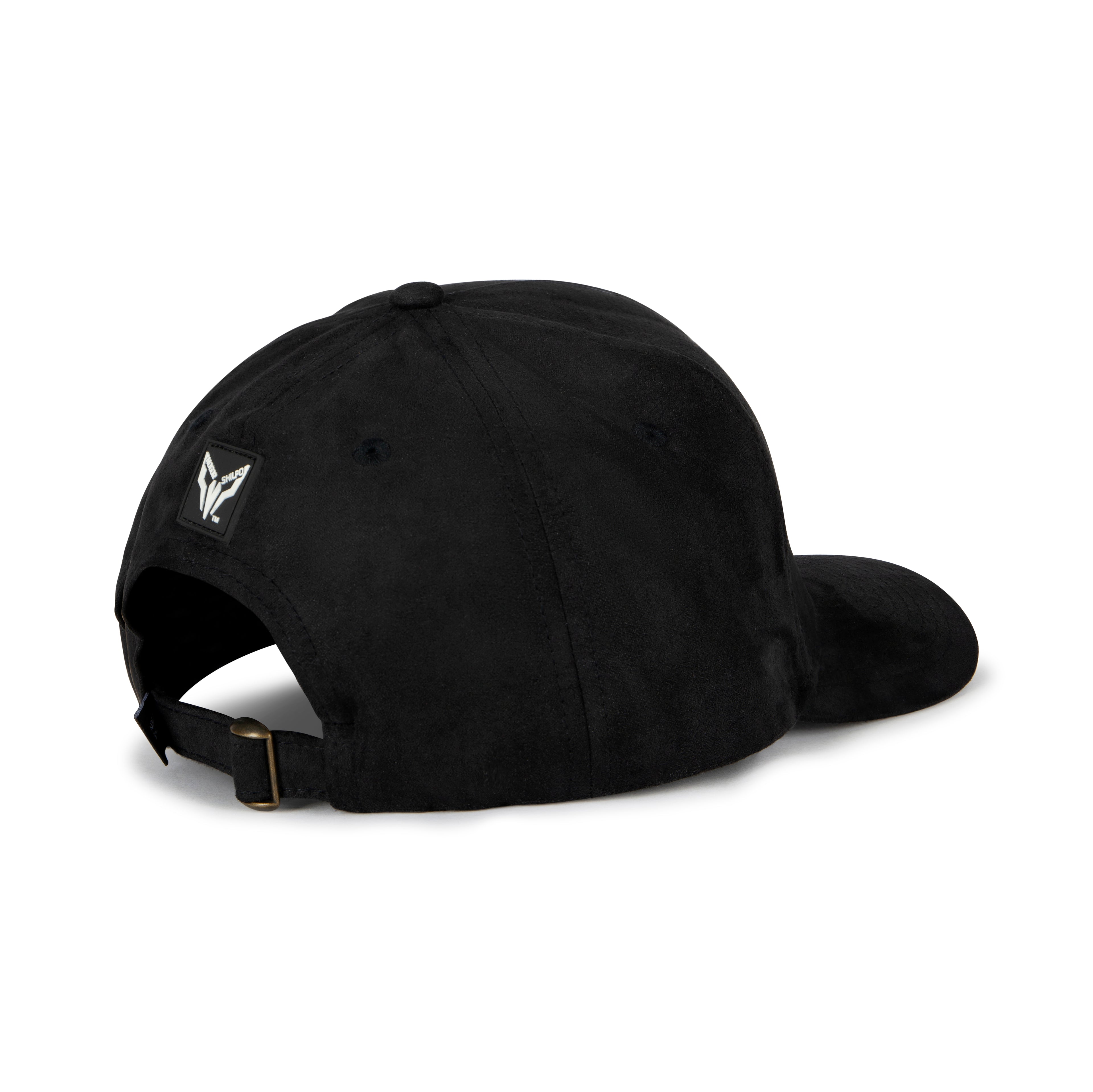 Black Premium Suede Cap – Geometric Green Embroidery