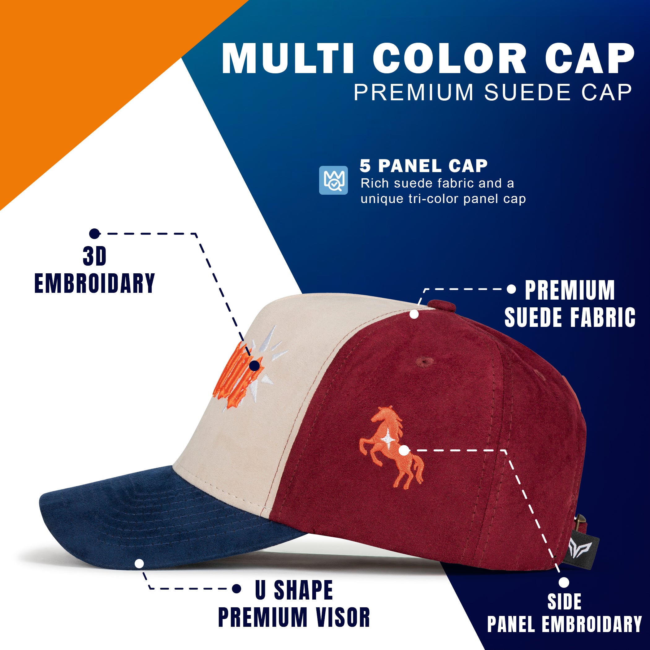 IRON RIDE HORSEPOWER VINTAGE SNAPBACK CAP – BLUE & MAROON