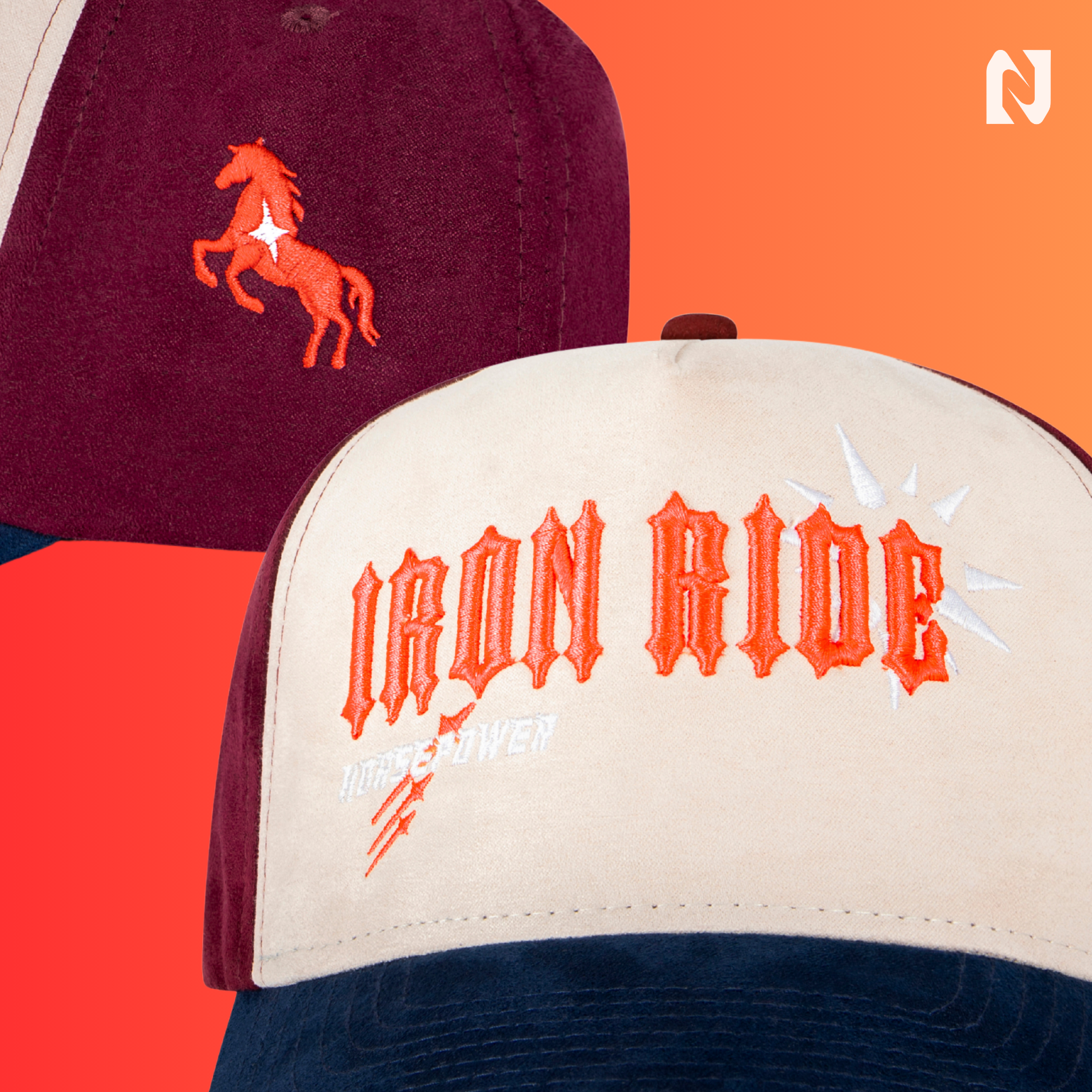IRON RIDE HORSEPOWER VINTAGE SNAPBACK CAP – BLUE & MAROON