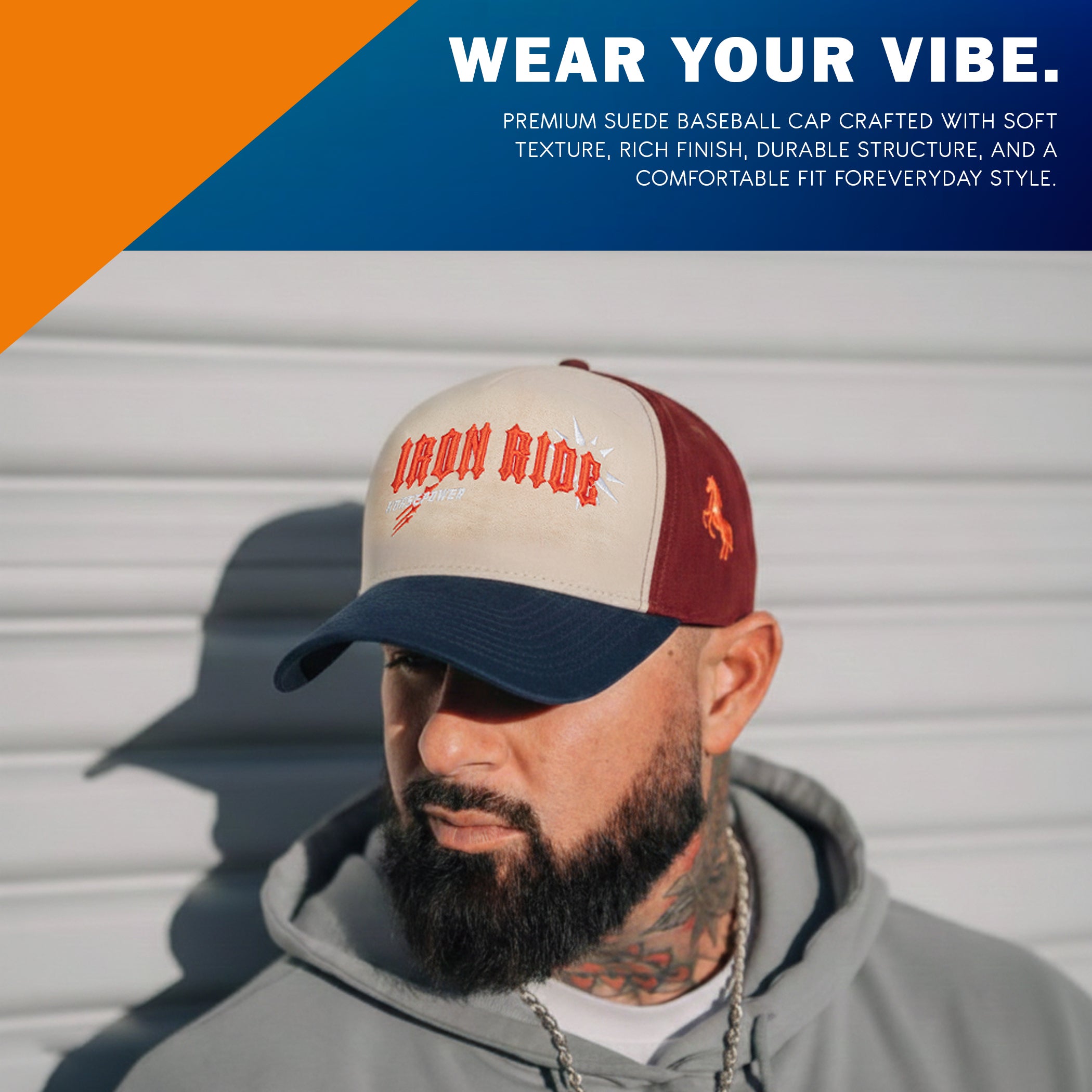 Iron Ride Horsepower Tri-Color Suede Vintage Cap