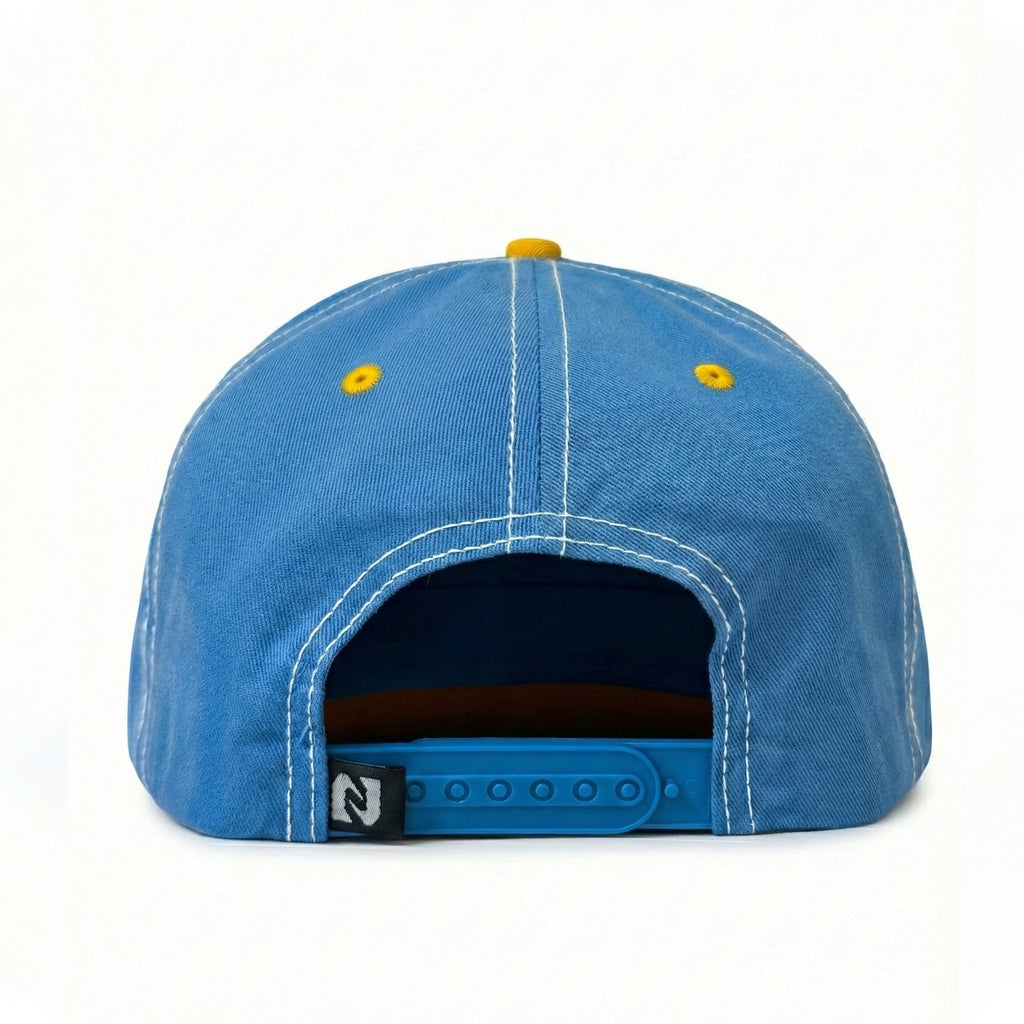 AGAIN Premium Snapback Cap – Blue & Yellow Embroidered Streetwear Hat