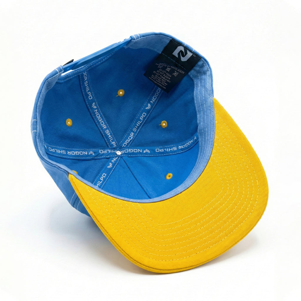 AGAIN Premium Snapback Cap – Blue & Yellow Embroidered Streetwear Hat